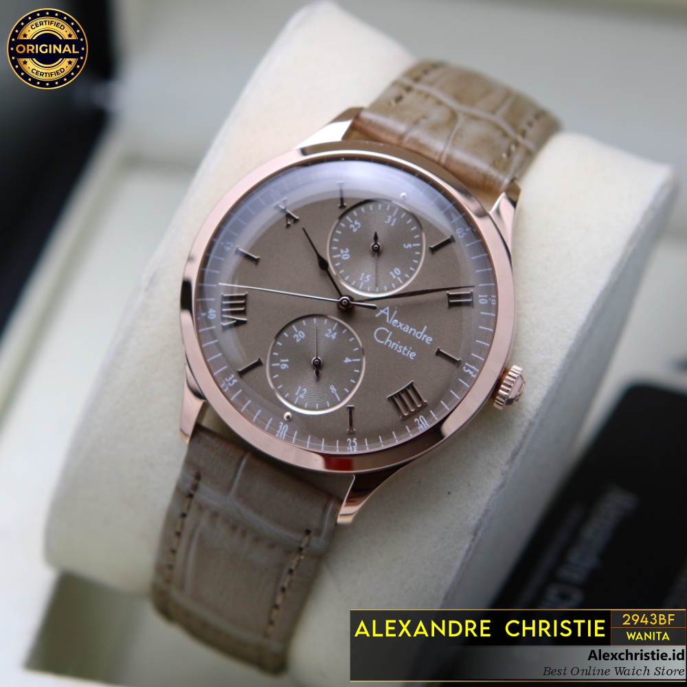 Jam Wanita Alexandre Christie AC 2943 BF Brown Leather Original