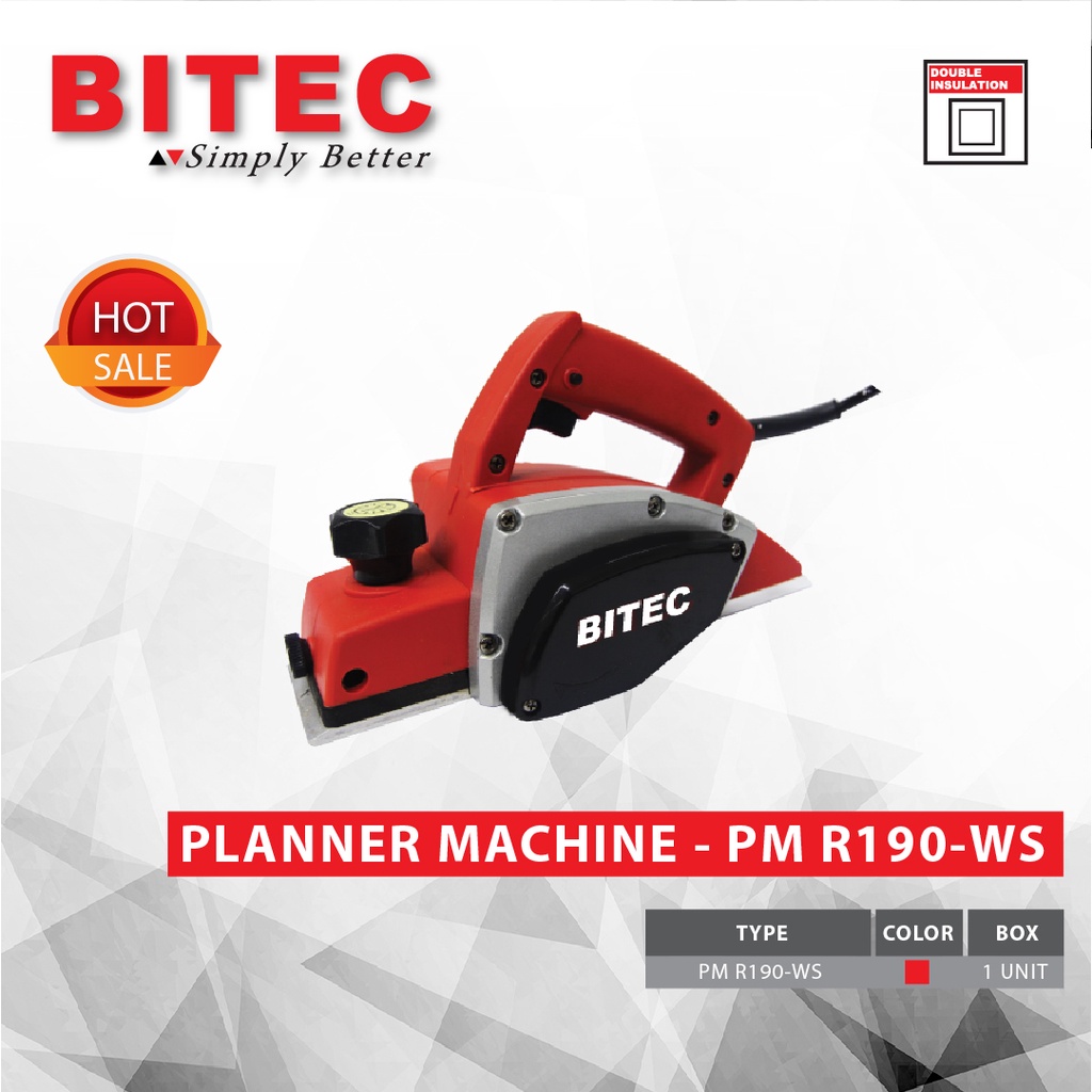 BITEC - MESIN SERUT KAYU LISTRIK EXPERT 450W /PLANNER MACHINE - PMR190-WS - GARANSI RESMI 1 TAHUN