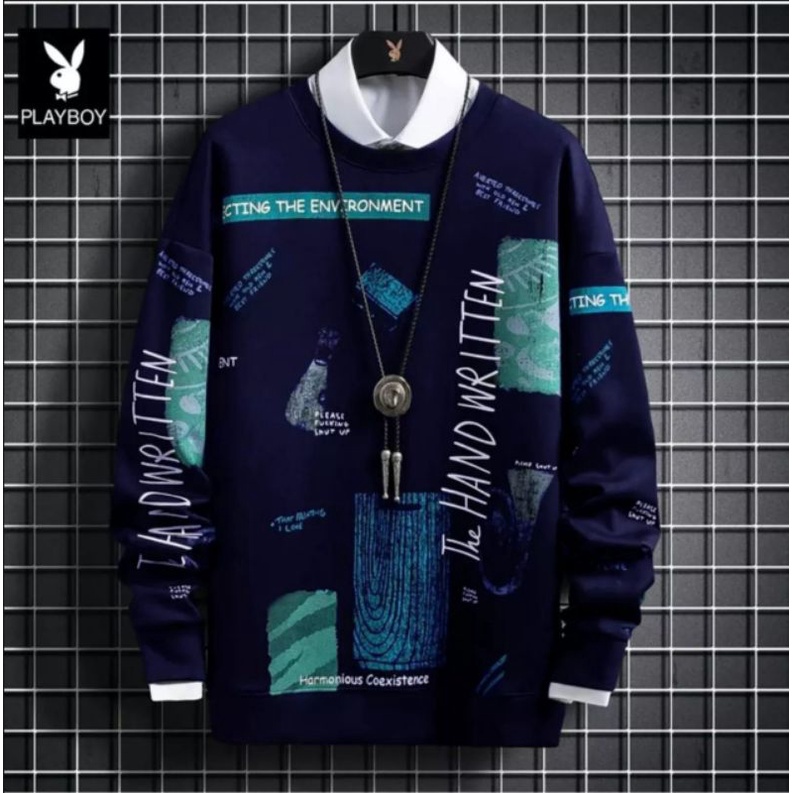 Baju sweater pria distro keren lengan panjang tebal murah Baju sweater newman 6 warna hitam putih na