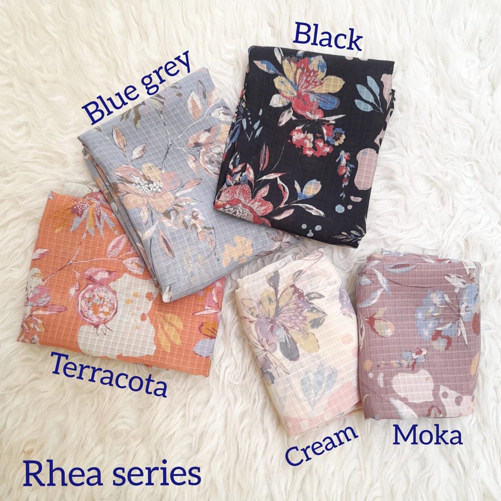 HIJAB RHEA/HIJAB SEGIEMPAT/JILBAB SEGI EMPAT/KERUDUNG SEGI4/SQUARE MOTIF ABSTRAK/POLYCOTTON