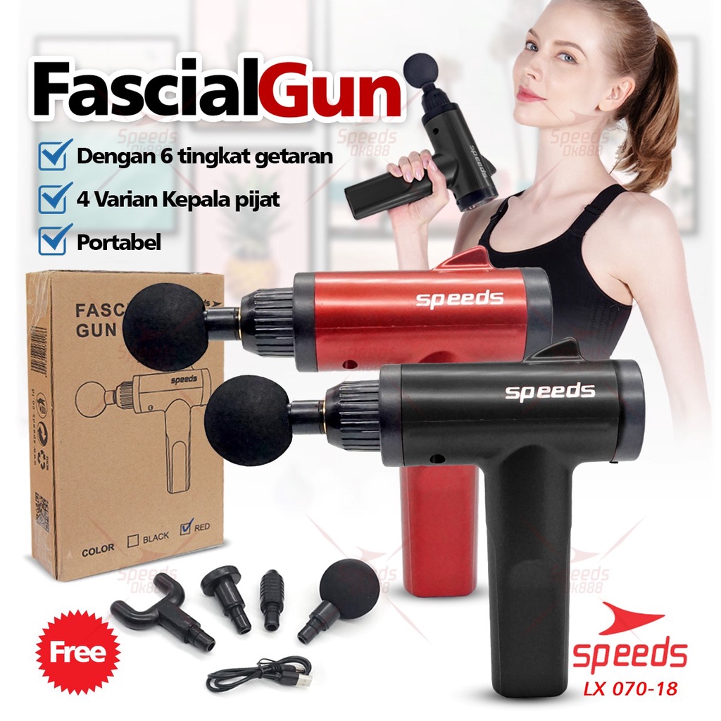 Jual Speeds Fascial Gun Massage Gun Mini Alat Pijat Elektrik 4 In 1