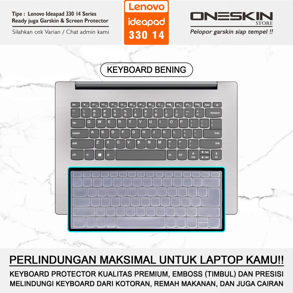 Garskin Sticker Laptop Pelindung Screen Keyboard Protector Lenovo IdeaPad 330-14 15 14AST 14IGM 14IKB 15ARR 15ICH 15IGM Full Body Silikon Bening Doff