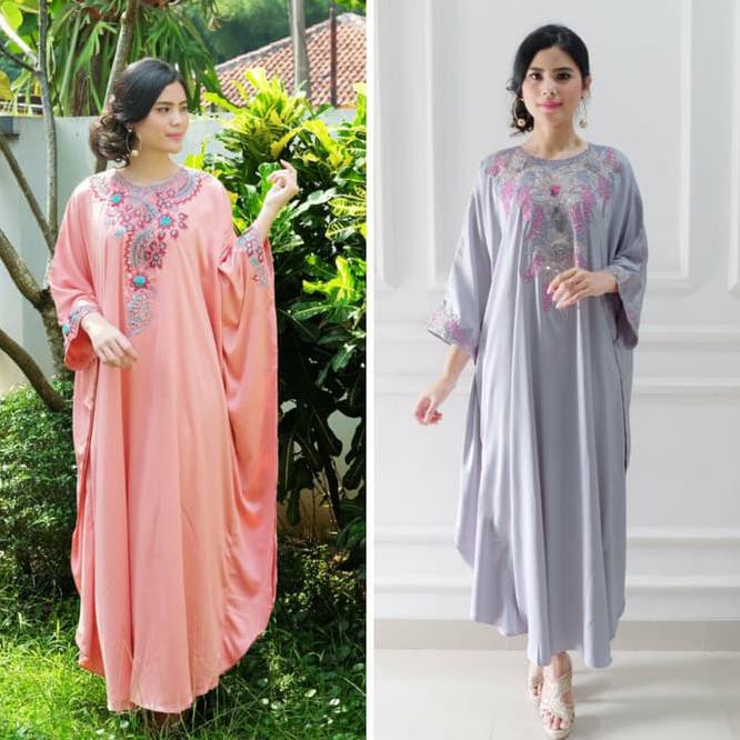 Kaftan Nagita/ kaftan satin/ Kaftan busui/ kaftan katun putih jumbo - Maroon Fashiion muslim/Dress