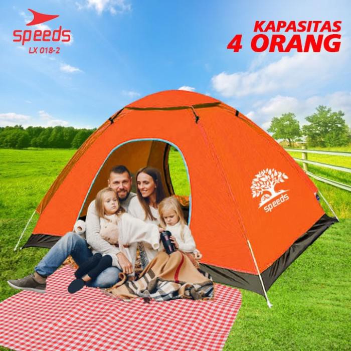 Tenda Camping Speeds Lx 018-2 Kapasitas 4-5 Orang Waterproof - Biru