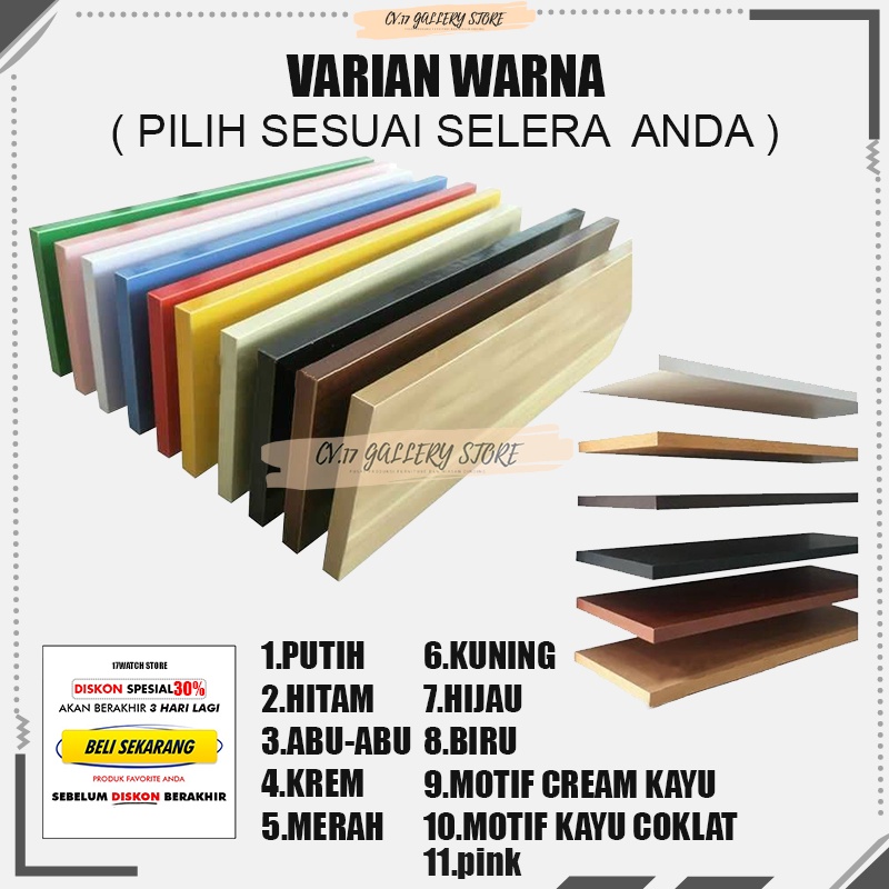 Rak Papan Tak Hiasan Ambalan Hambalan Tempat penyimpanan Bunga Buku Alquran Kosmetik makeup Make up Bumbu Dapur Dekorasi Dinding Dingding Tembok Tempel 3 PCS Ruang Tamu Kamar Tidur Cowok Kayu Susun Minimalis Serbaguna Tanpa Bor Murah Mewah 10CM