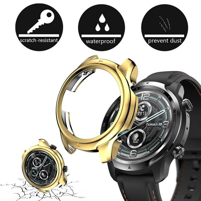 Pelindung Layar Tempered Glass + Cover Silikon Untuk Smartwatch TicWatch Pro 3