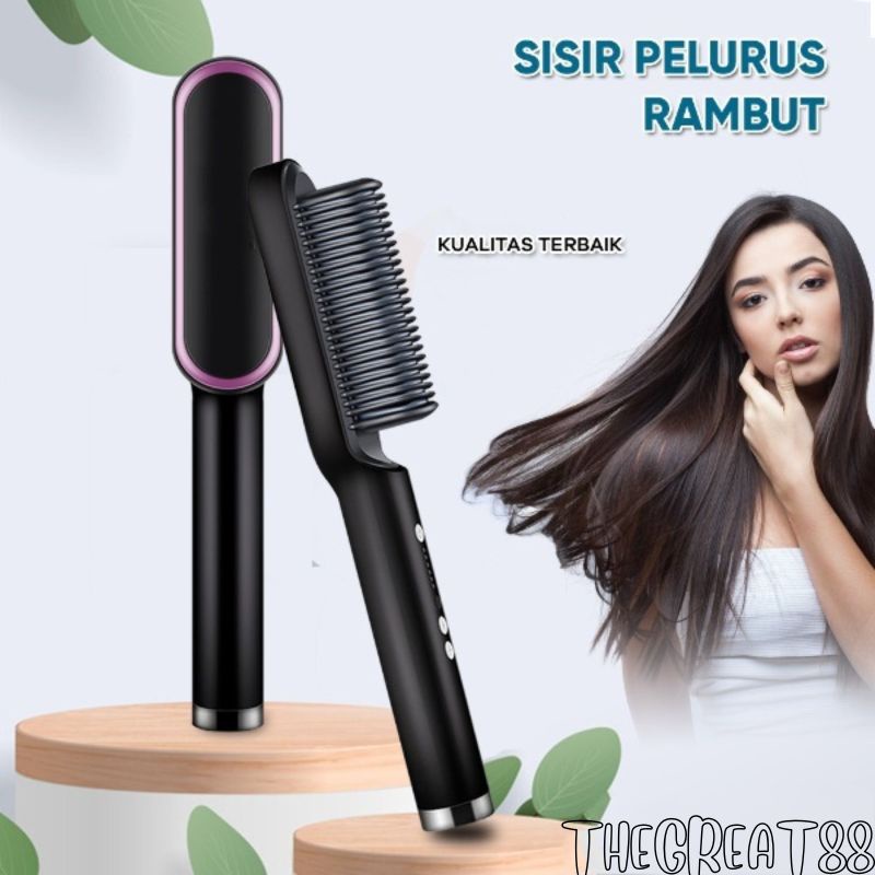 PROMO BAYAR DITEMPAT Catok Sisir Pelurus Rambut Hair Straightener Curler 2 in 1 catokan sisir listrik isir Catokan Pelurus Rambut TERMURAH