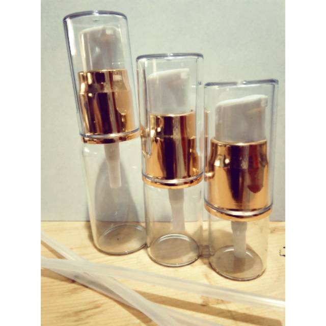 10 ml botol kaca bening pump gold