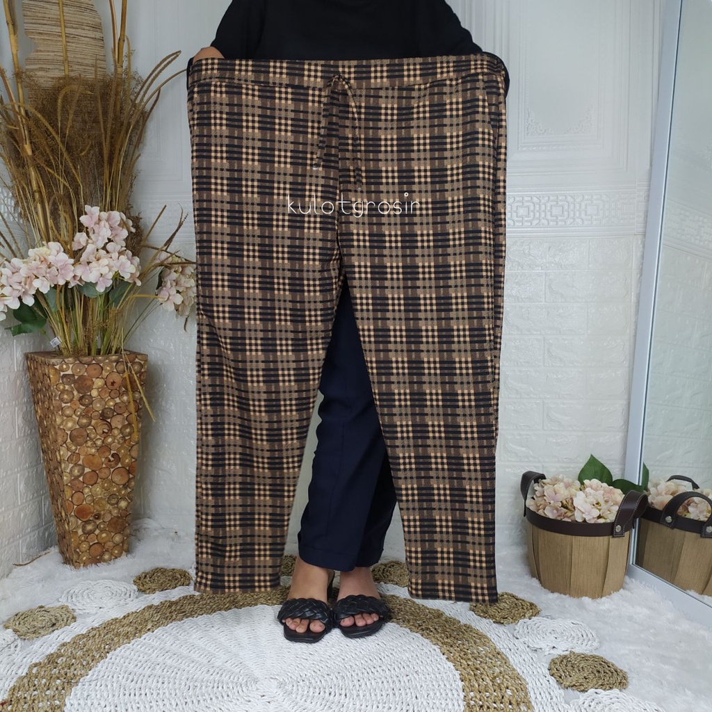 CELANA PANJANG MOTIF TARTAN BIG SIZE/CELANA TARTAN KOREAN STYLE JUMBO