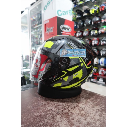KYT Galaxy Flat R Seri 4 Mimetic Black Yellow 2Visor