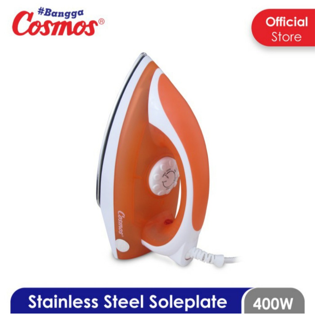 Setrika Cosmos CIS 418 Dry Iron Cosmos 418 Setrika Cosmos Stainless Steel Soleplate Setrika Orange