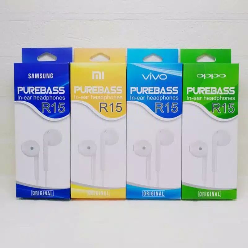 Hf Handsfree Headset Brand R15 Pure Bass Suara Bagus