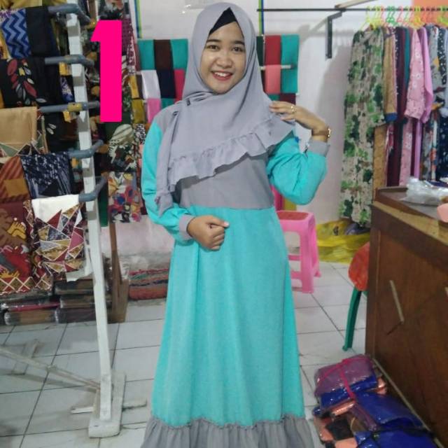 Gamis kombinasi / gamis wolfis kombinasi
