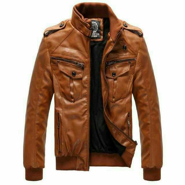 Jaket Semi Kulit Pria Motor Rib Korea