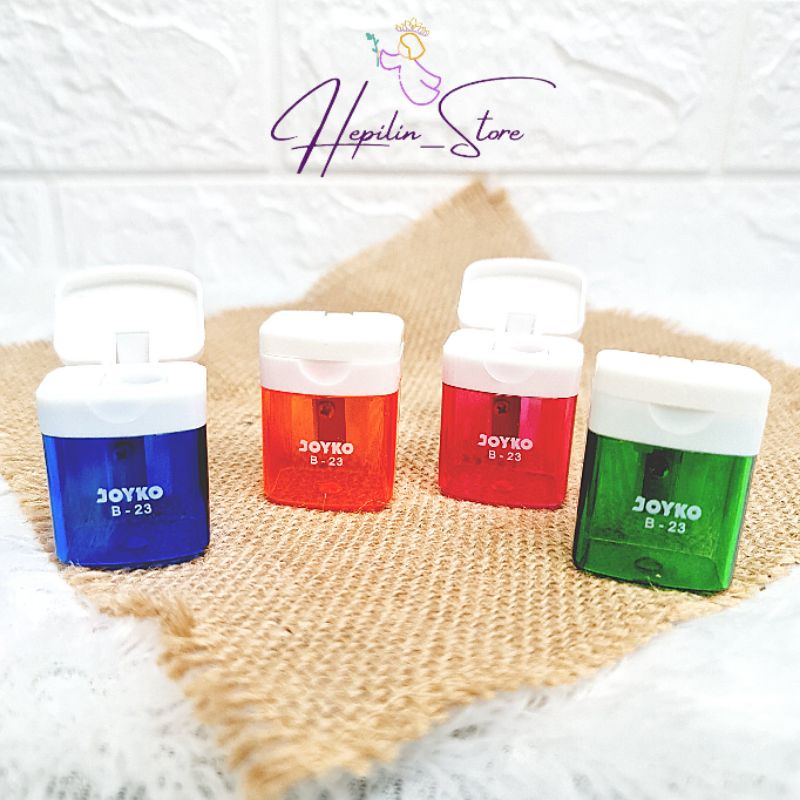 

Rautan Joyko Tutup 1 Lubang B-23 / Rautan Joyko Warna Pastel B-23 PTL / Sliper Joyko / Rautan Pensil Jokyo / Serutan