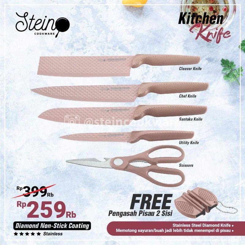 Stein Cookware Pisau Dapur / Stein Diamond Knives 6 in 1 Set
