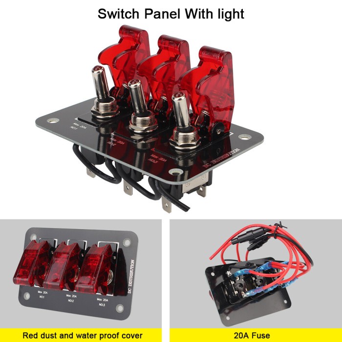 Mobil Switch Panel 12-24V dengan Fuse Saklar Toggle