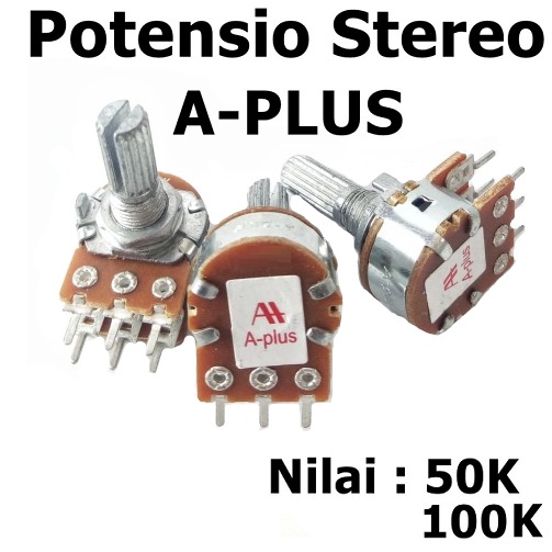 Potensio Stereo AS Pendek AS Panjang / 6 kaki / Alpha / Antel / A-Plus / 50k 100k 50 k 100 k