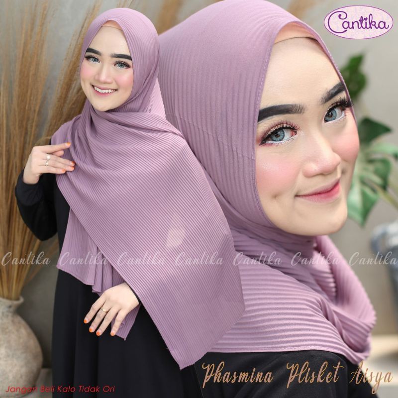 PROMO! Jilbab Pashmina Plisket Lidi Ceruty Aisya Ori Cantika Hijab