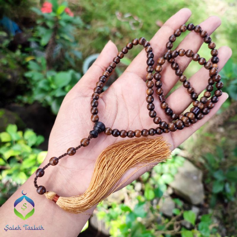 Tasbih Kayu Galih Kemuning Hitam Model Bulat, Size 6mm_COD