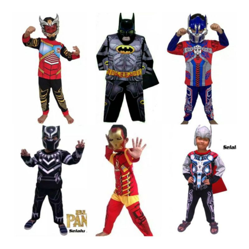 kostum anak panjang-panjang motif superhero evengers ironmen batmen bima tor