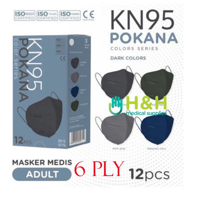 POKANA KN 95 6-ply Earloop Surgical Face Mask Adult - Box isi 12 pcs