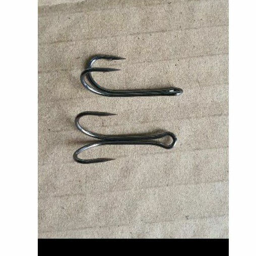 Double Hook 4 2 1 1/0 2/0 3/0 Sudut 60 Derajat Ujung Tajam untuk Rangkaian Pancing