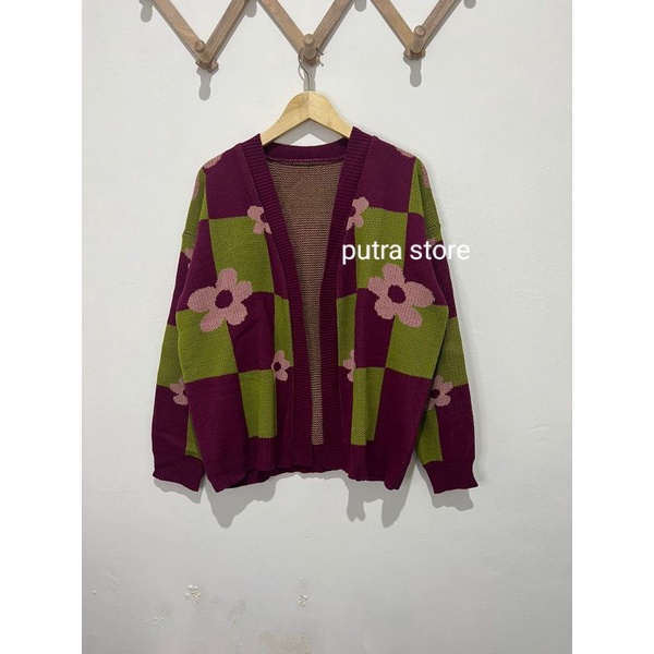 KEISYA OUTHER CARDI FLOWER ATASAN RAJUT WANITA