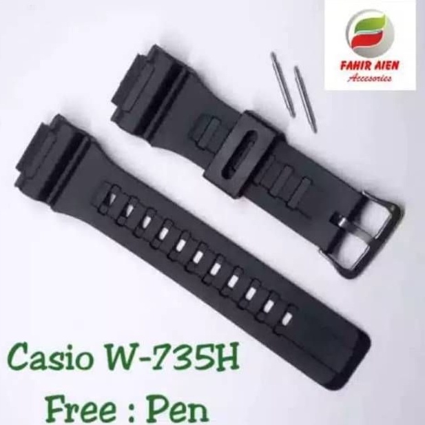 STRAP TALI JAM TANGAN CASIO W-735H W735-H W735 H W-735-H FREE PEN