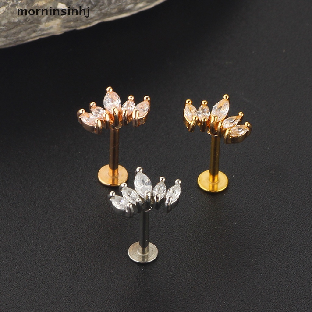 Anting Tusuk Aksen Kristal Bahan stainless Steel