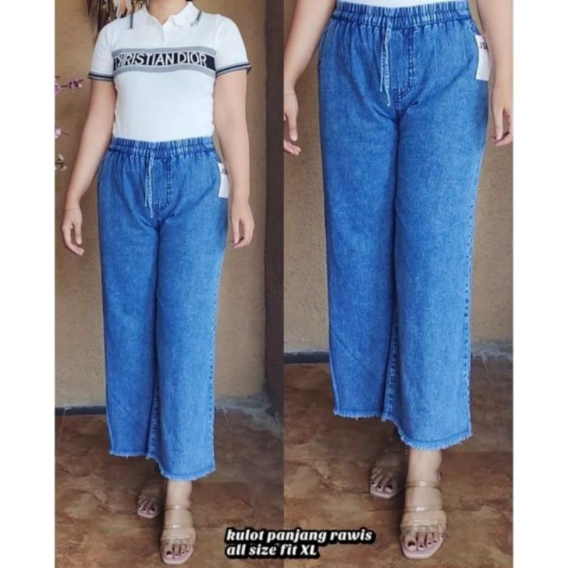 Kulot Rawis Jeans Washed Wanita Premium / Kulot Jeans Washed Wanita