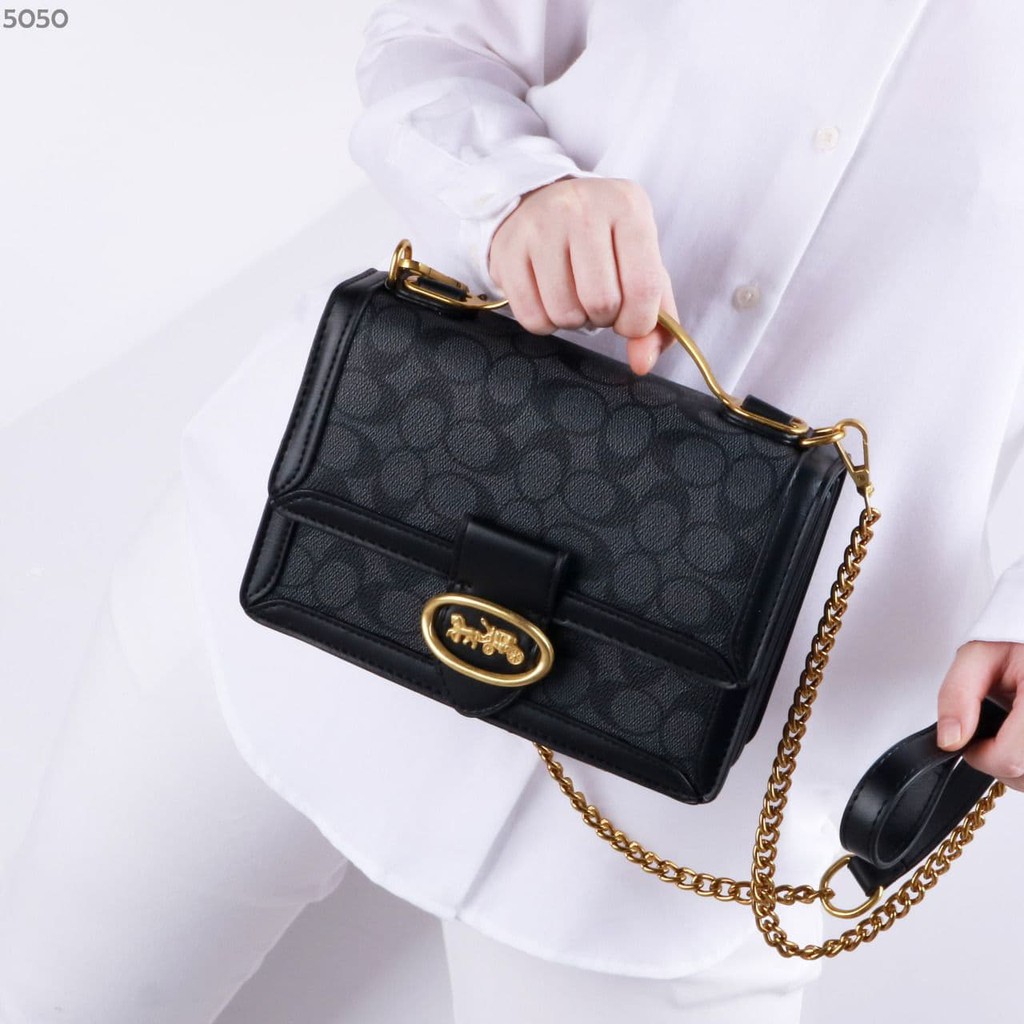 COD ❤️ Tas Wanita Premium Limited Coach Riley Top Handle 22 In Signature Canvas import Batam