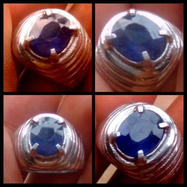 Cincin Permata Natural Blue Sapphire Safir Biru Like Royal Blue Asli Alam Full Luster Kwalitas Super