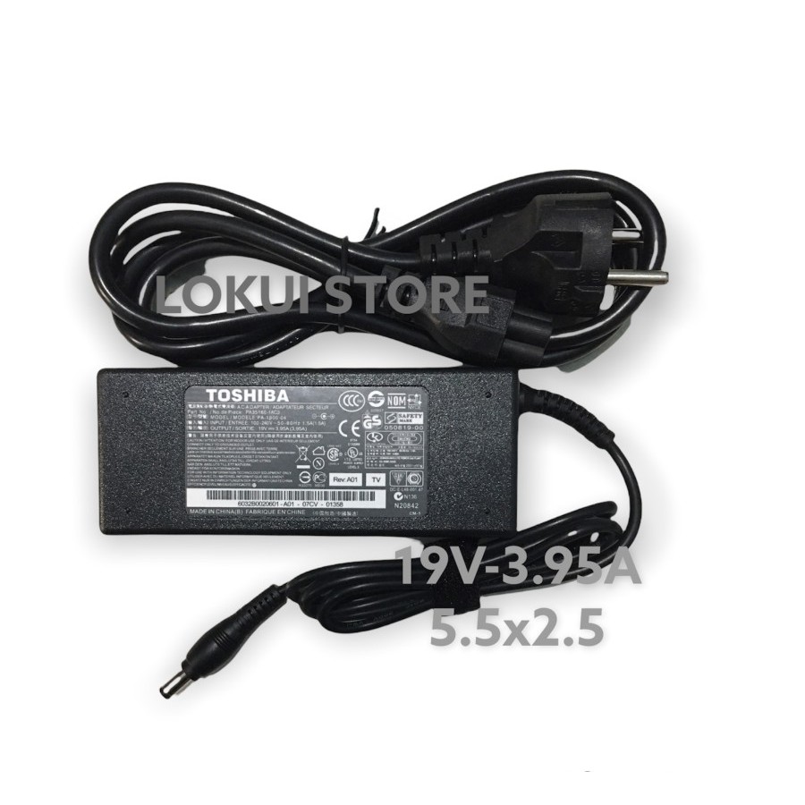 Adaptor Charger Toshiba A100 A105 A200 A210 A300 L350 L300 M645 19v - 3.95a 5.5x2.5mm Original