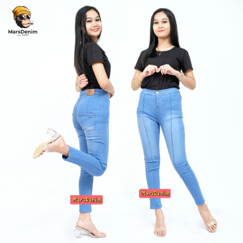 CELANA HIGHWAIST JEANS TULANG FRONTLINE WANITA PREMIUM