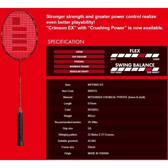 Raket Badminton Gosen (Japan) Inferno EX Original Badminton Racket