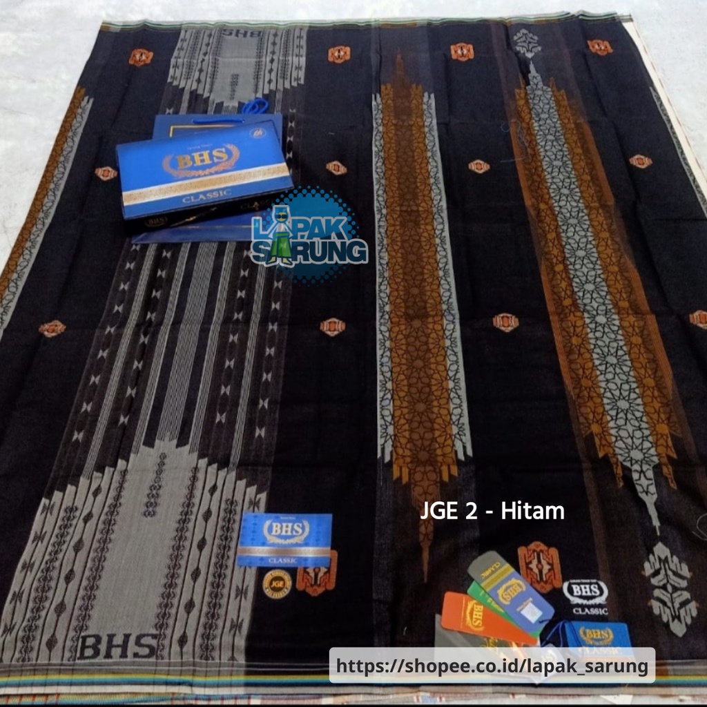 Sarung BHS Classic JGE JGL JGM JGD Jacquard Gunung Eksklusif Hitam 02