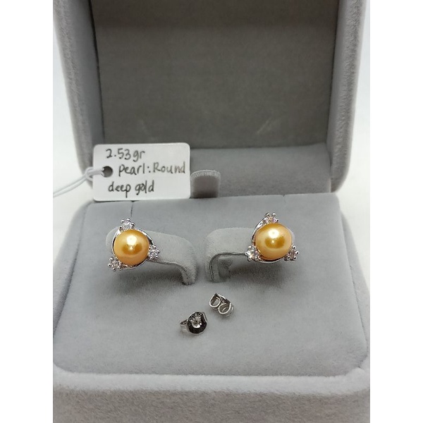 Giwang perak mutiara laut / anting silver 925 mutiara laut/ mutiara lombok / mutiara laut gold