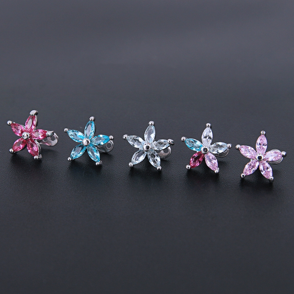 Stainless Steel Colorful Zirconia Dermal Anchor Piercings Top Dermal Anchor Skin Diver Piercings Micro Dermal Piercing