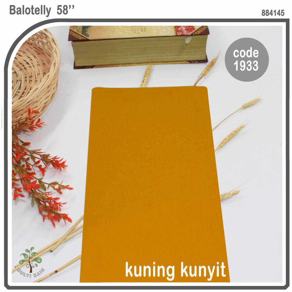 Bahan multi Kain Balotelly / Balotelli / baloteli Polos high twist polyester Meteran Harga Grosir-1933 kuning kunyit