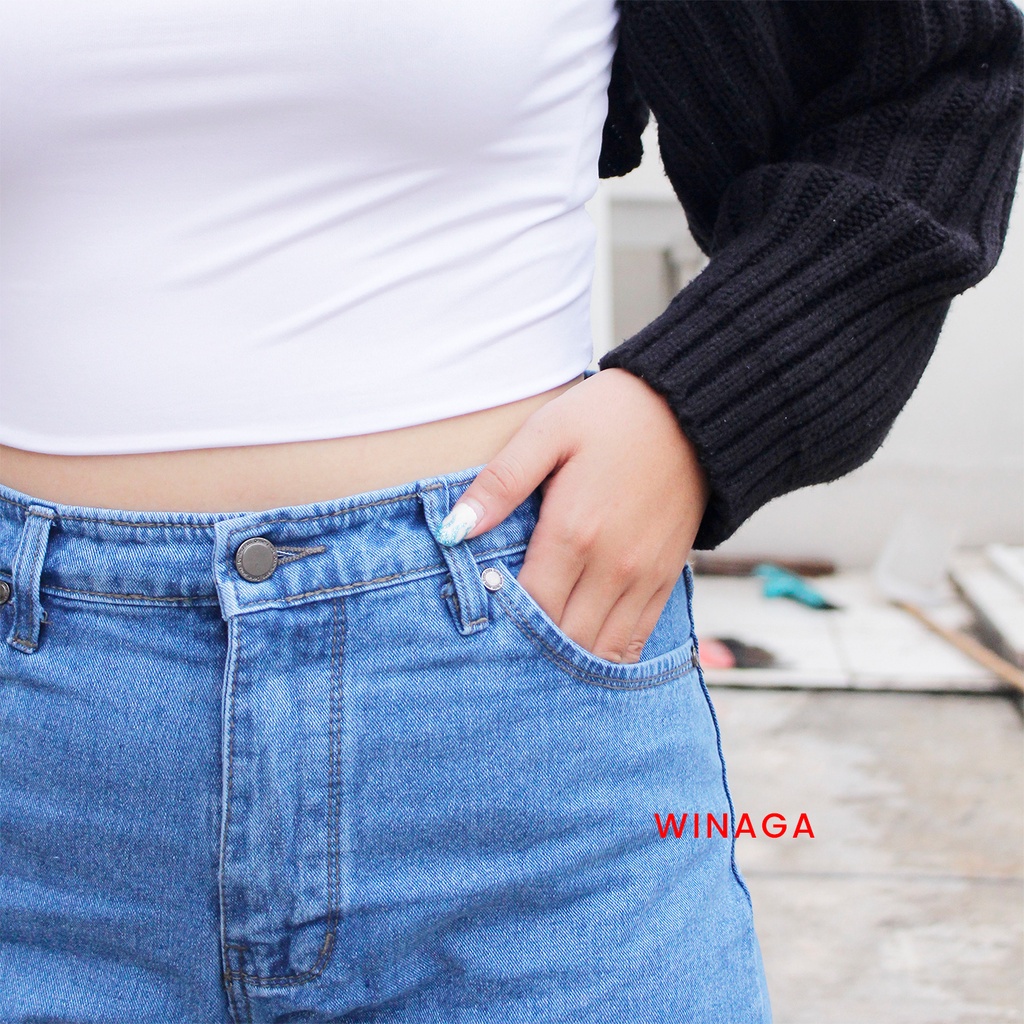 WINAGA- HighWaist Boyfriend Jumbo Jeans | Celana Panjang Jeans | Boyfriend Jeans Wanita | Basic Jeans Denim