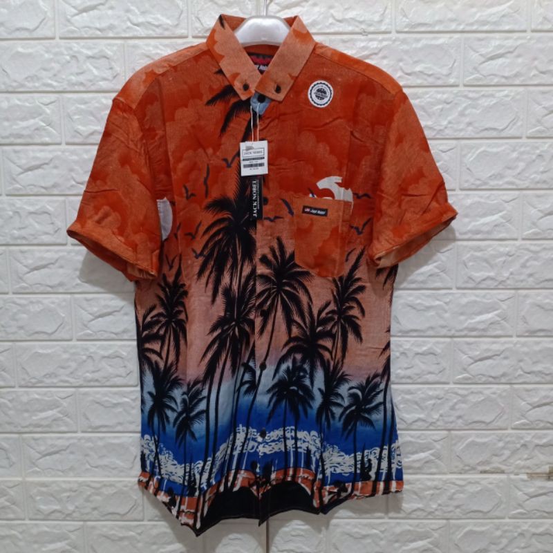 Kemeja Pria Motif Pria Cowok Lengan Pendek Bunga Formal Casual Murah Slimfit All Size M L XL Bagus