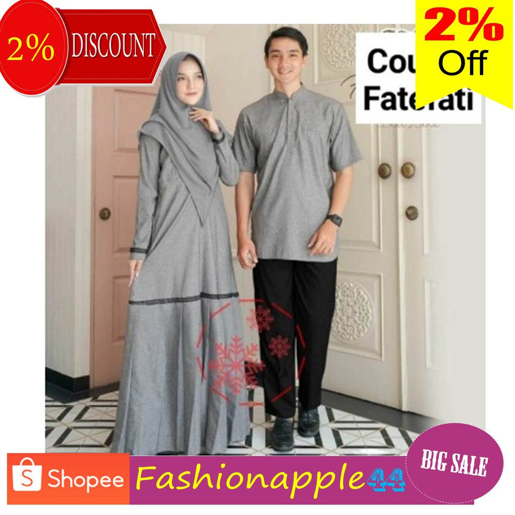  Baju  Gamis  Couple Pasangan Lebaran 2021  Sarimbit Seragam 