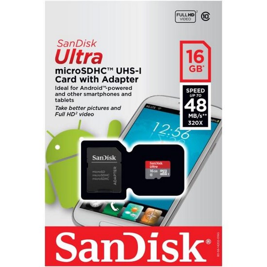 MICRO SD SANDISK class10 PLUS ADAPTOR 16GB