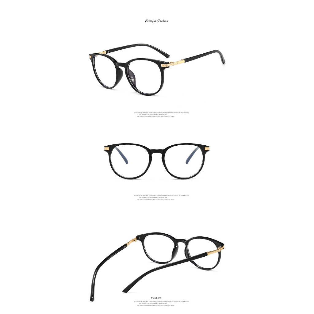 (YUZHU) Desainer Korea Gaya Busana Ulzzang Kacamata Bulat Anti Biru Kacamata