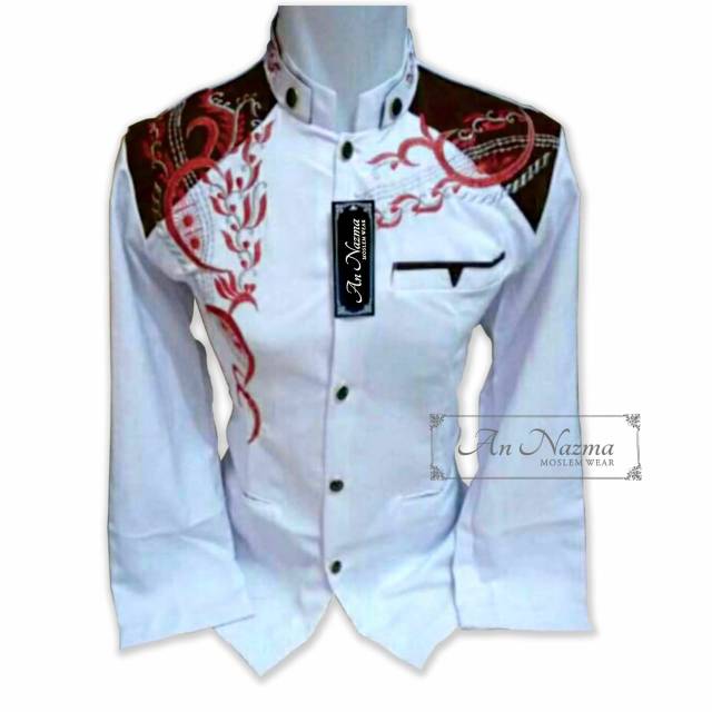 JASKO PUTIH KOMBINASI MERAH BATA AL KHOER BORDIR