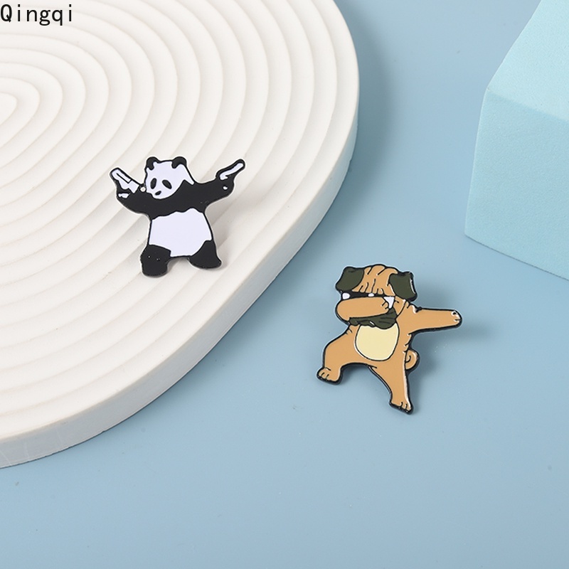 Bros Pin Enamel Bentuk Kartun Panda Anjing Lucu Untuk Hadiah Teman