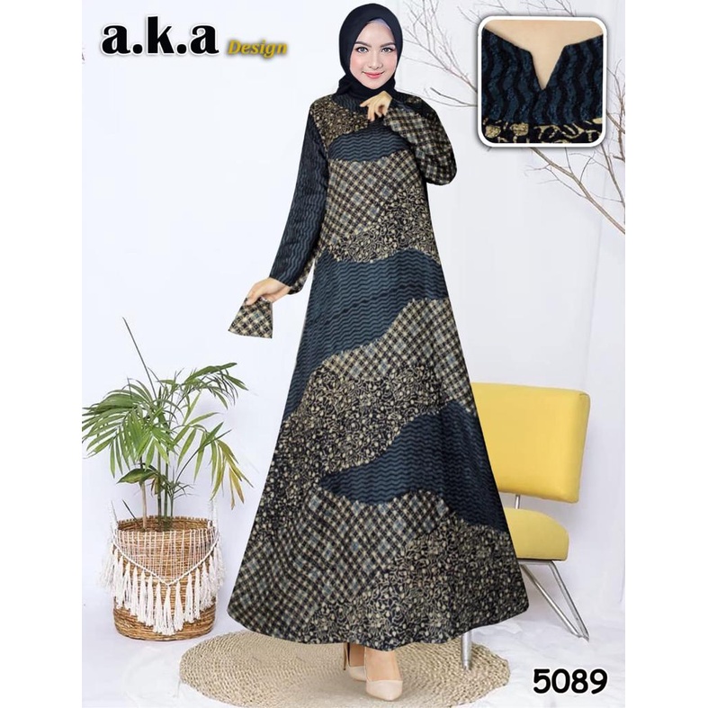 UNNA_STORE.2019 / Gamis Batik Semi Sutra Viscose Pakaian Modern Pesta Kondangan Baju Muslim Casual P