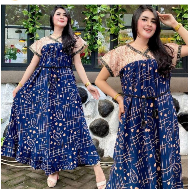 [Bisa Cod] Terbaru Daster Arab Terlaris || Dres Brokat Motif Love Free BELT / Pakaian Wanita Bhusui