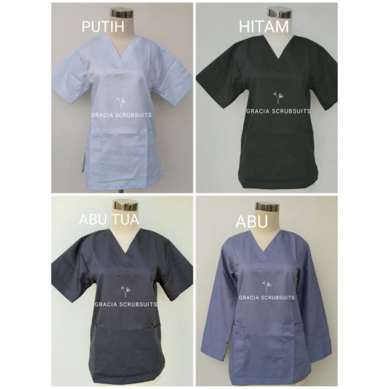 READY STOCK - GRACIA SCRUBSUITS STEL LENGAN 3/4 dan 7/8 baju jaga oka scrubs